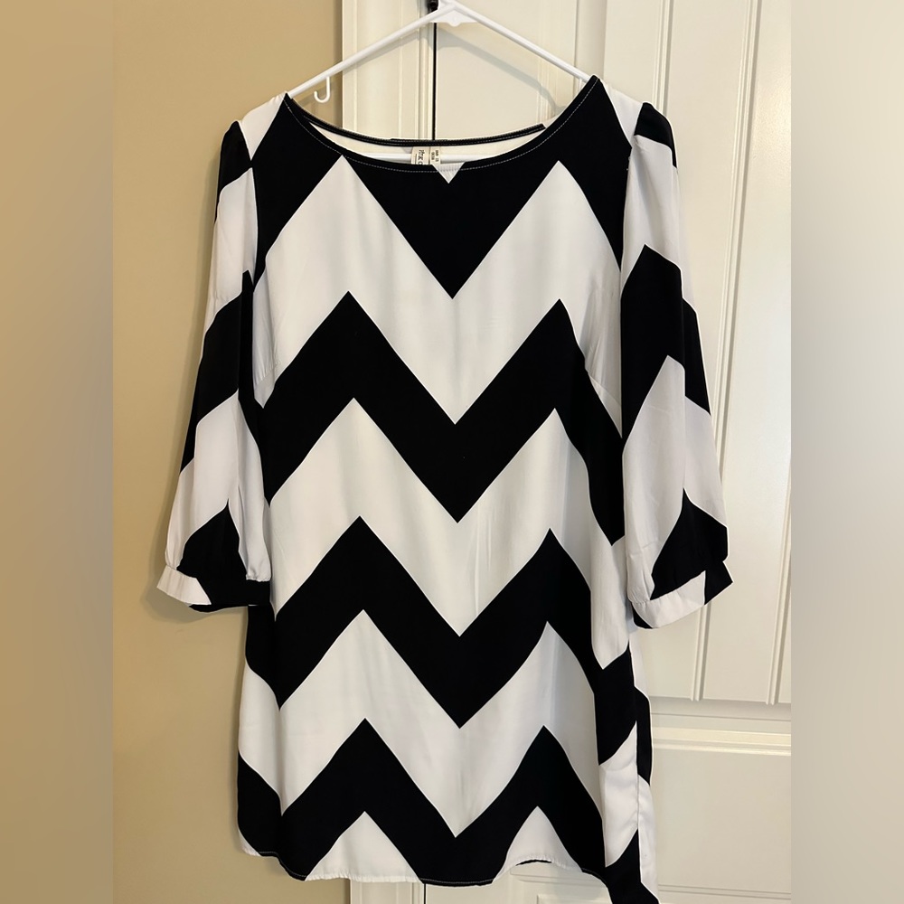 Pink Owl (L) chevron, print dress